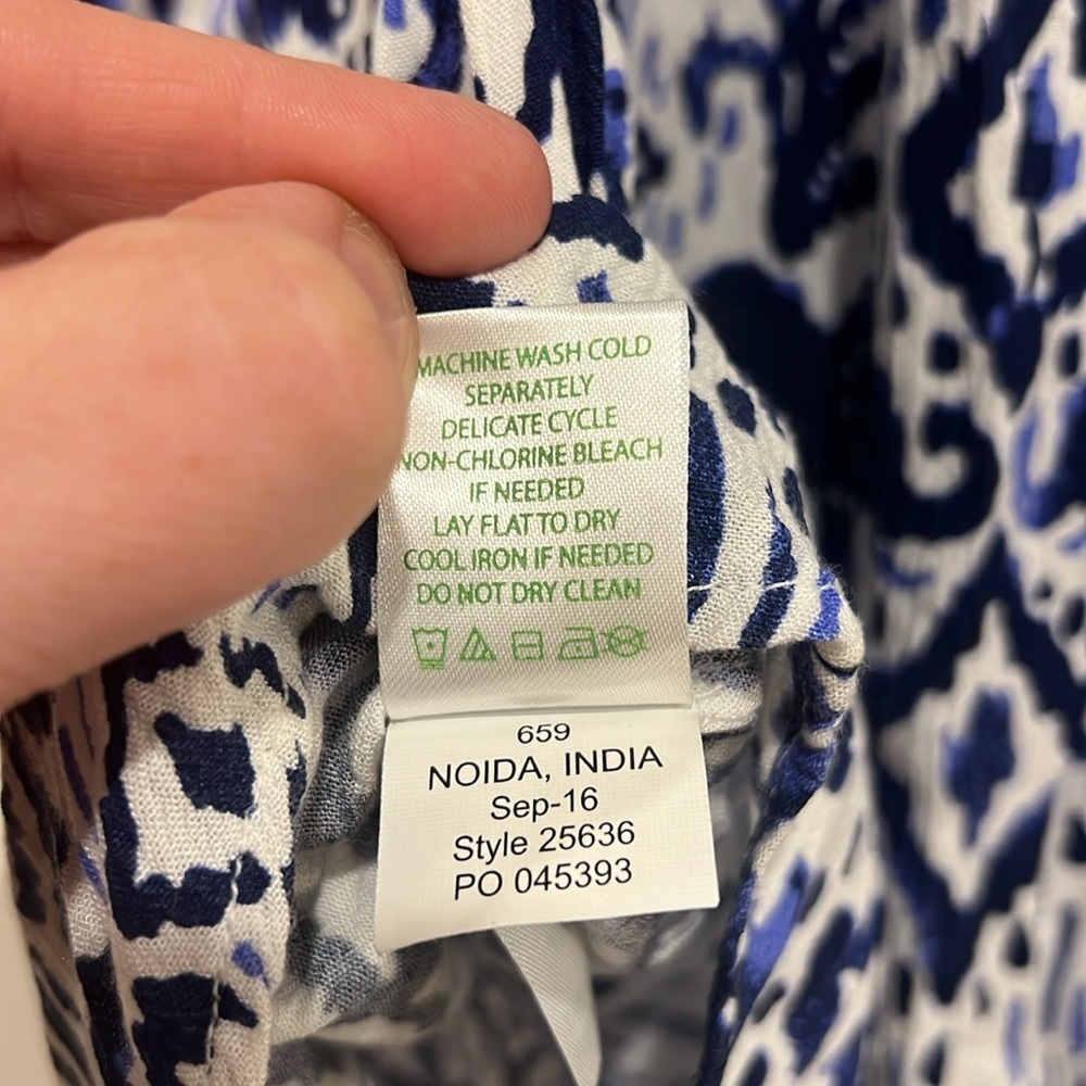 Lilly Pulitzer Nita Cover Up Womens Blue White Print Off Shoulder Size XS - Picture 7 of 8